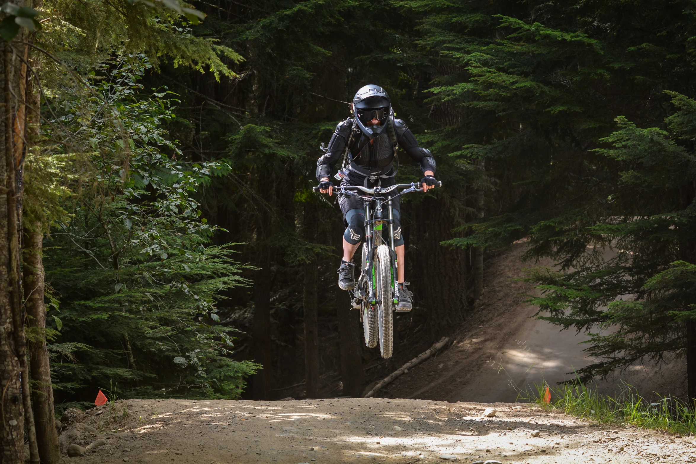 a person riding on a bike up in the air