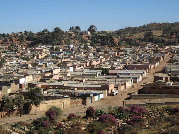 there is a large community of huts next to each other