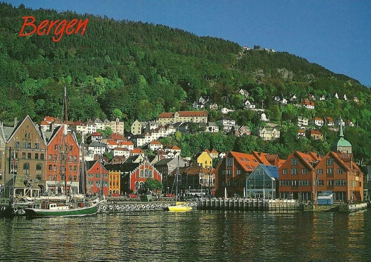 an old fashioned postcard view of bougen in norway