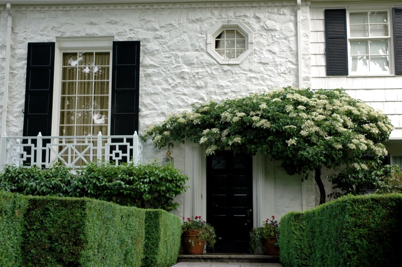 front entry and door view of a white house