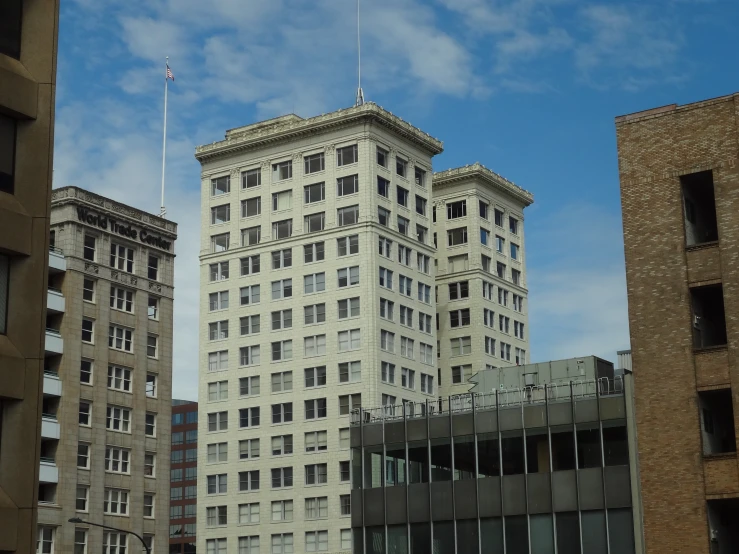 a group of buildings are next to each other