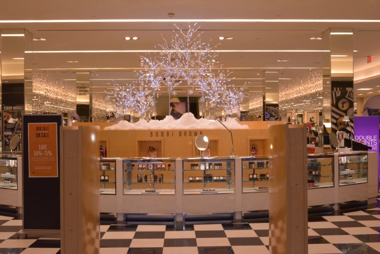 a store with a display filled with lots of items