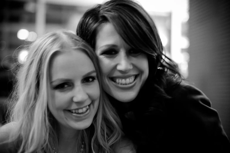 black and white po of two women smiling