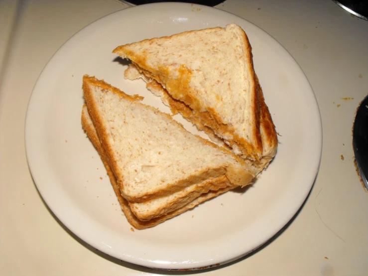 two pieces of sandwich sitting on a plate