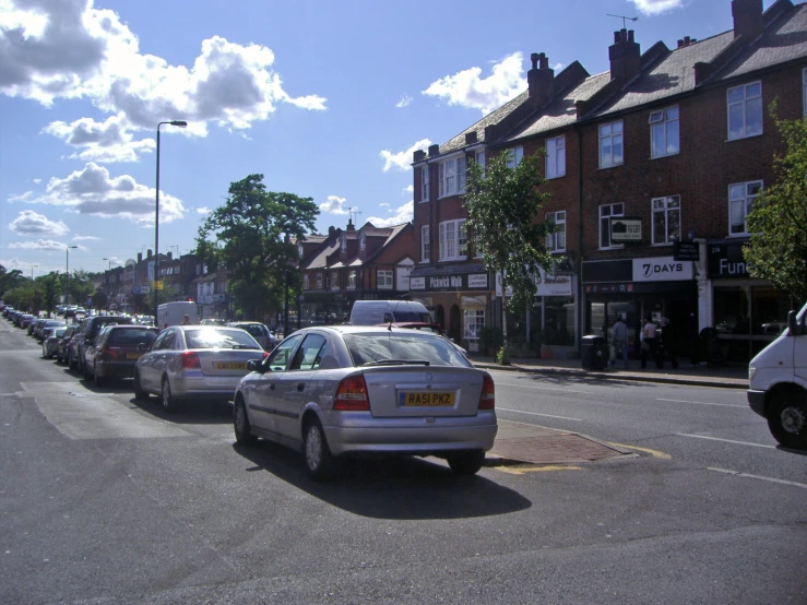 a car that is parked in the street