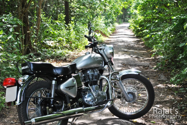 a motorcycle that is sitting on the side of a road