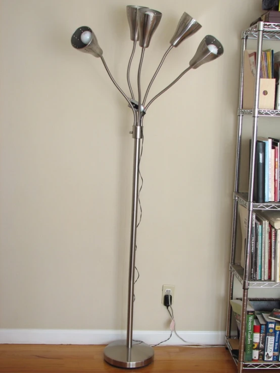 a floor lamp on display in a corner of the room