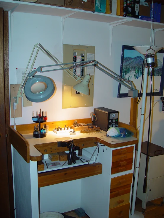 a desk that has been converted into a room