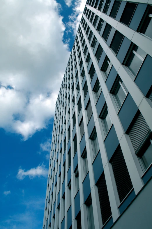 looking up at the side of an office building