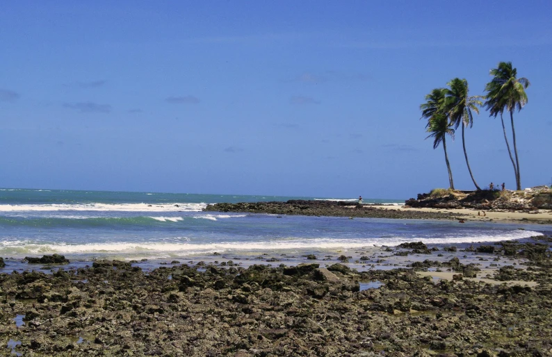 a view of the water from an island beach