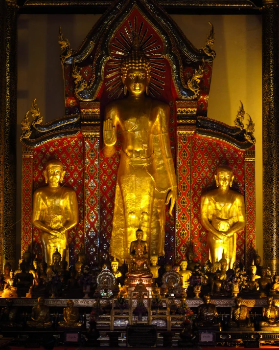 the statues are made up and gold in color