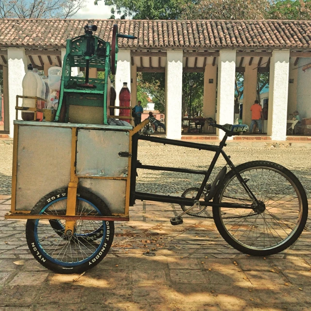 the bike has a cargo basket attached to it