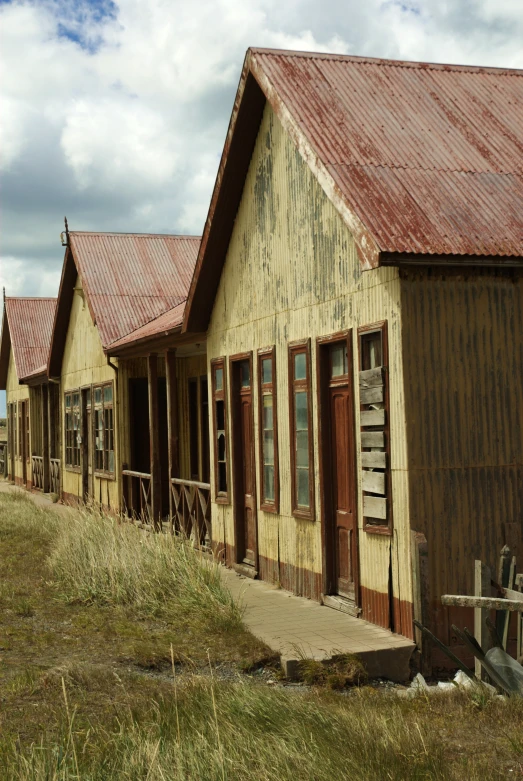 a row of old houses near one another