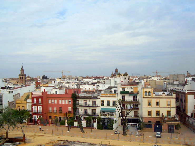 a large city has lots of houses on the roof