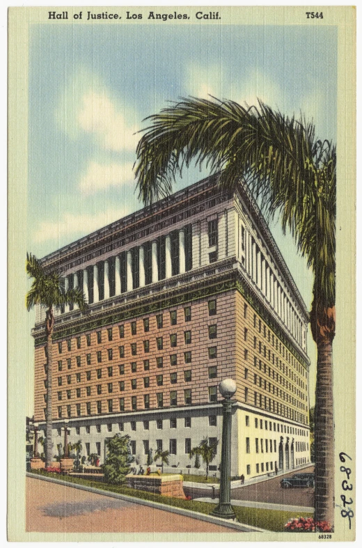 an old el building in the south with palm trees