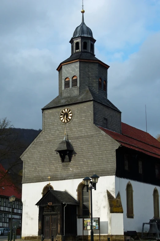 this is a church that has a steeple in the center