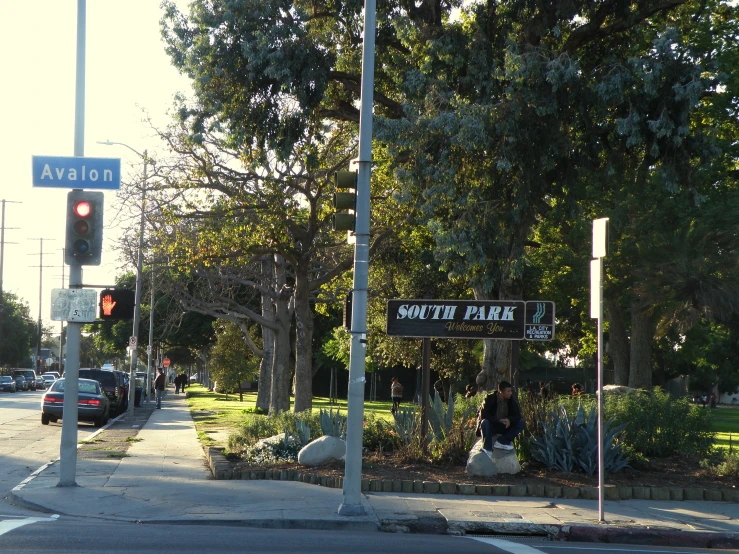 a woman standing under a traffic light at the street