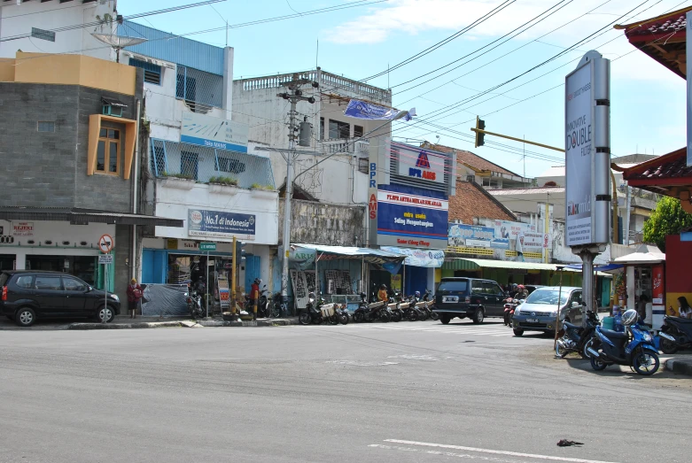 a street view looking at a few businesses