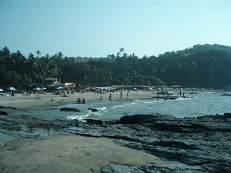 the people are enjoying their time at the beach