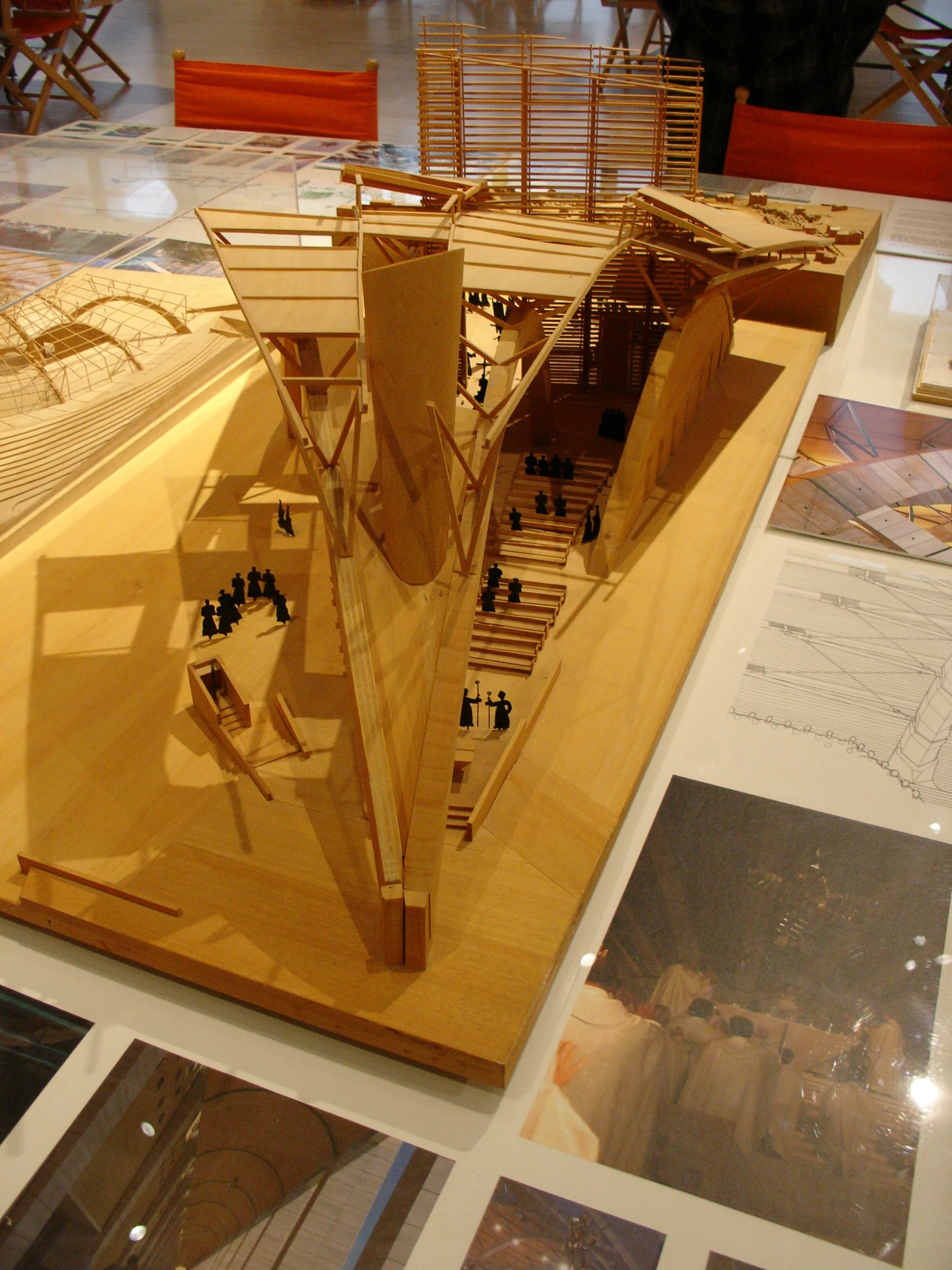 there is a model of a building on a table