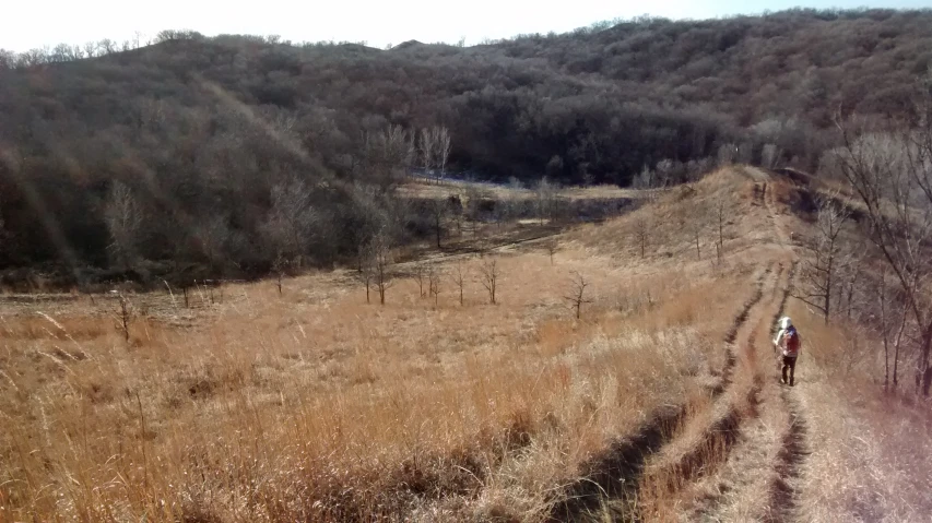 a man rides a bike down a dirt road