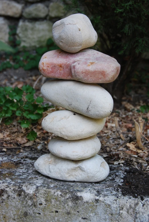 several rocks are stacked on top of each other