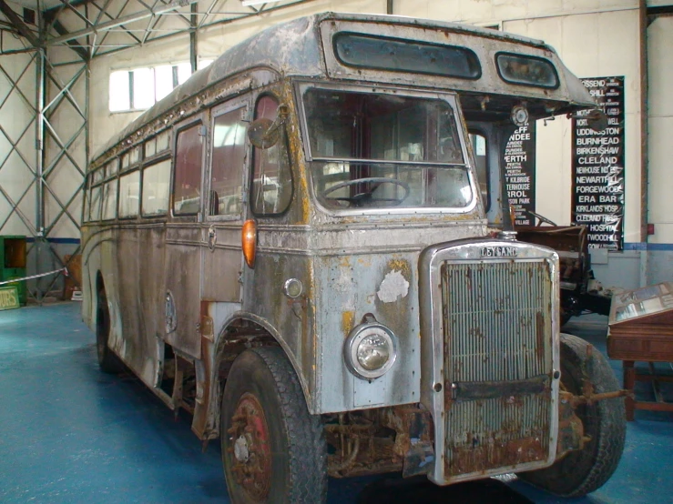 an old bus that has been modified into a museum