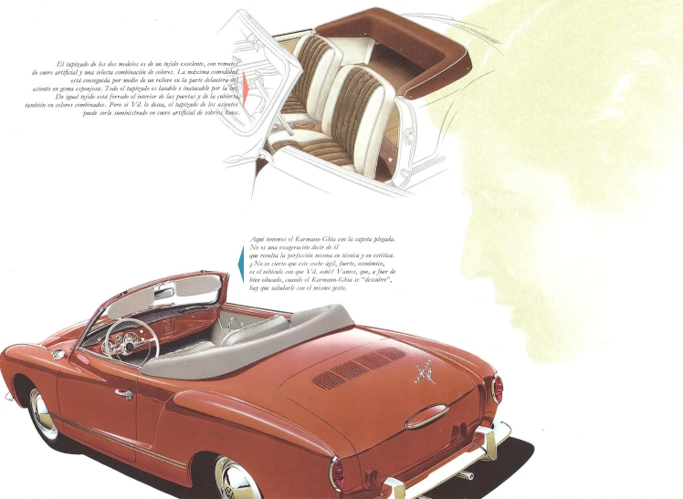 a magazine advertit showing the interior and features of an old model car