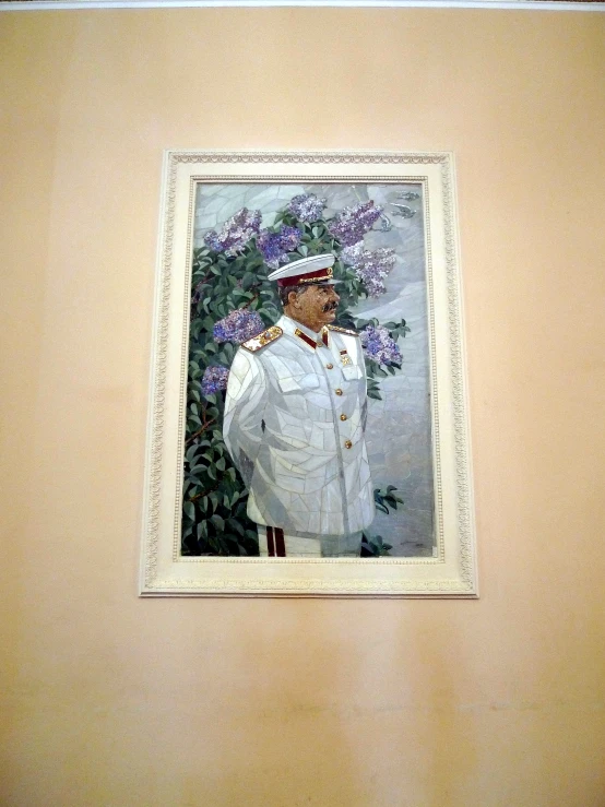 a painting of a man dressed in uniform and with a flower