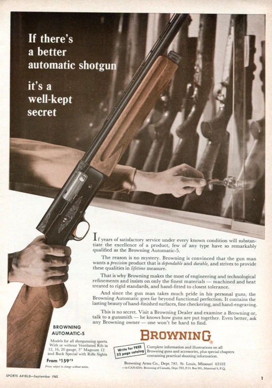 a vintage browning advertit for a browning sgun