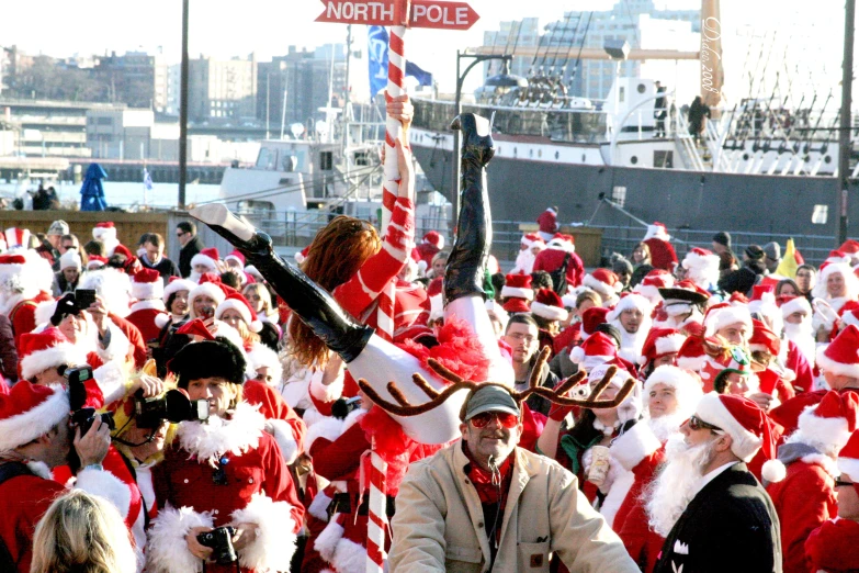 a group of people dressed up and carrying musical instruments