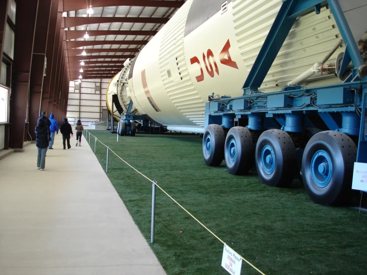 a large truck that is on display in a building