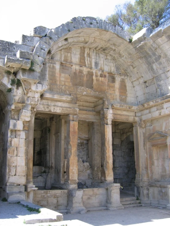 a group of stone statues next to each other