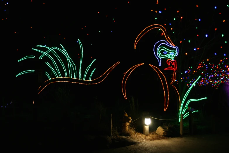 this is a very colorful display of lights and decorations