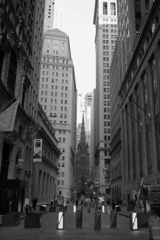 black and white picture of buildings at a street corner