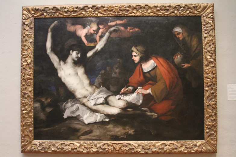 an ornate painting shows the death of jesus