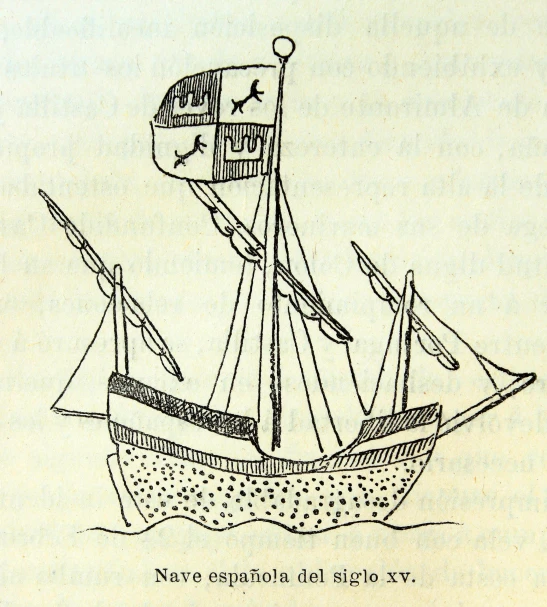 the sailboat is depicted on a page of old paper