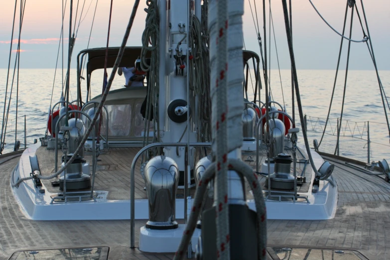 view from the back deck of a sail boat at sea