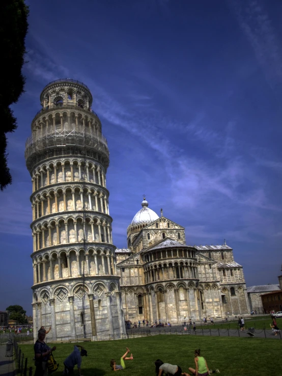 leaning tower on an ancient architectural monument in italy