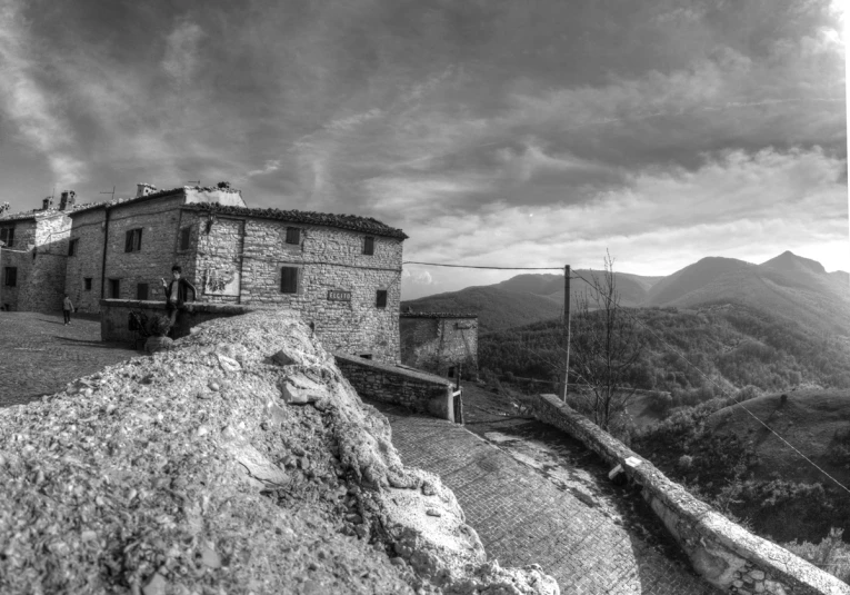 the top of the mountain has a very large building