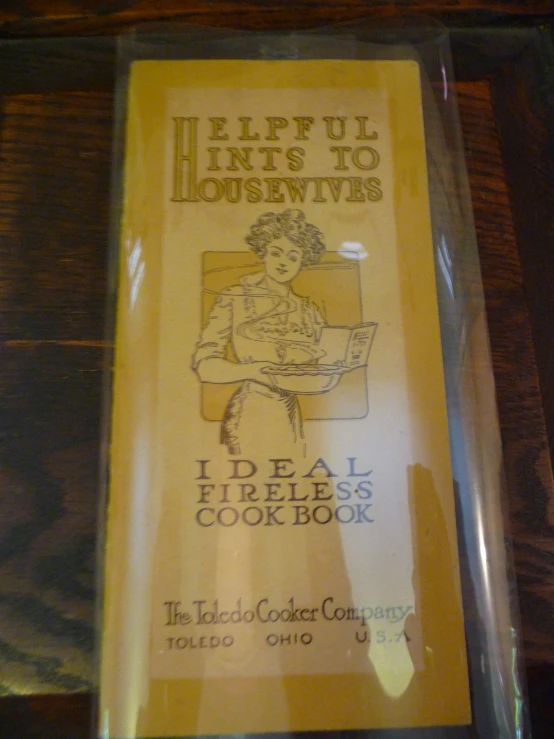 a package that contains a menu for an open cookbook