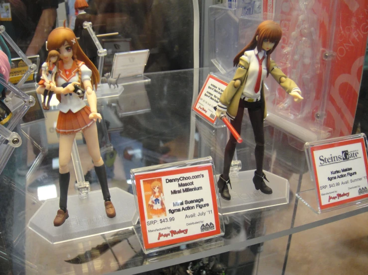 anime figurines on display at a store