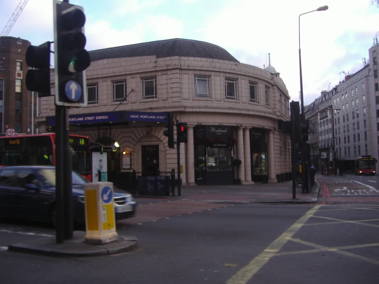 a traffic light on the corner of a street