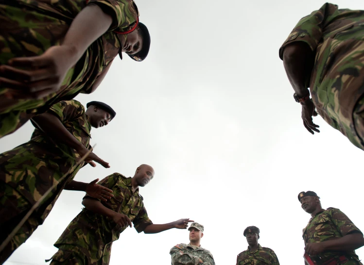 a group of soldiers standing next to each other