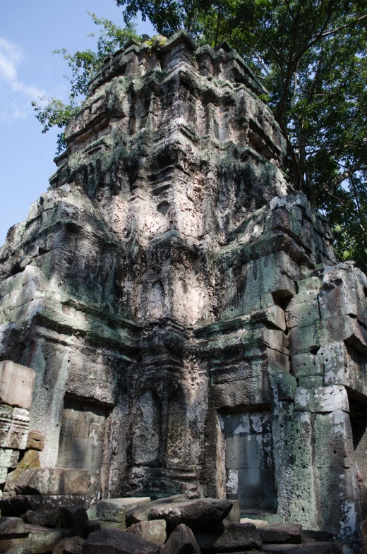 an image of a face carved into stone