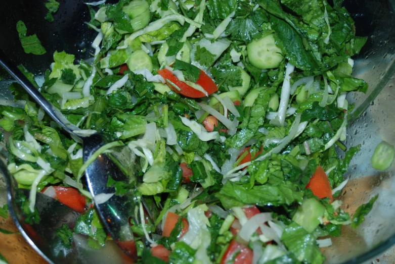 a bowl of chopped vegetables is displayed