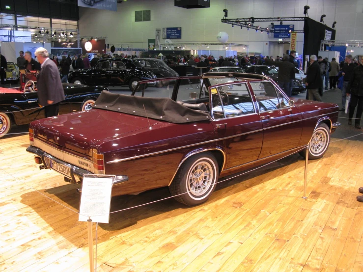 people browse a car show at the indoor mall