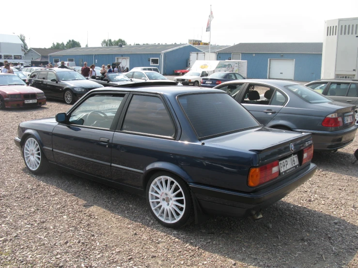 several cars are parked in the parking lot