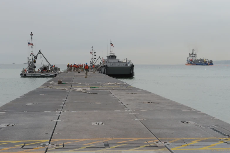 the ship is docked at the empty jetty