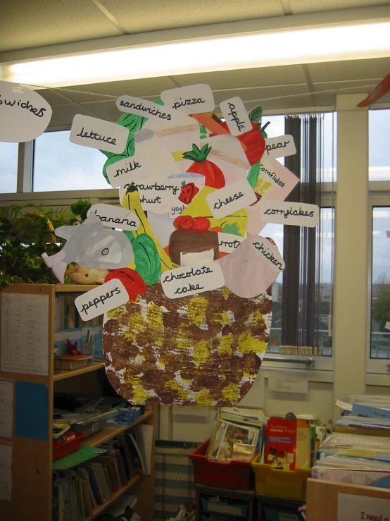 a classroom display that has cupcakes on it